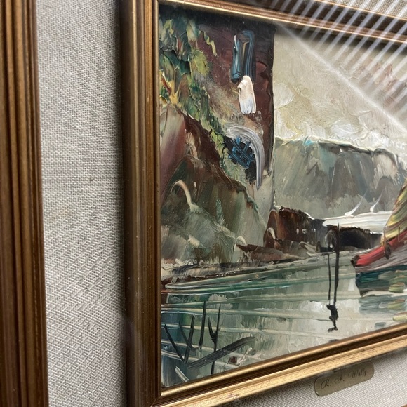 R.F Wally Original Oil Painting Of Sail Boat Signed - Picture 6 of 11